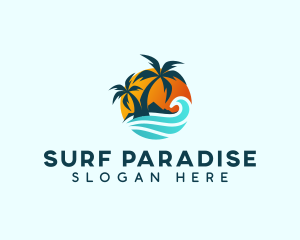 Beach Wave Tropical logo design