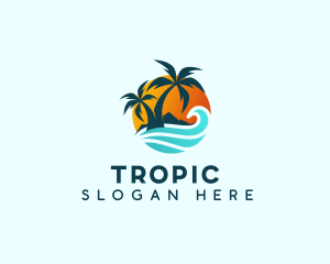 Beach Wave Tropical logo design