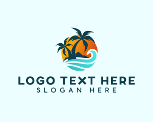 Sunset - Beach Wave Tropical logo design