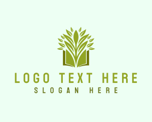 Library - Learning Book Leaf logo design