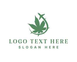 Transport - Plane Cannabis Plant logo design