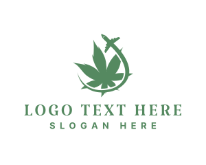 Medicinal - Plane Cannabis Plant logo design