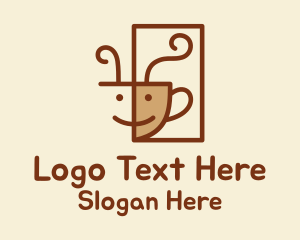 Caffeine - Happy Coffee Cup logo design
