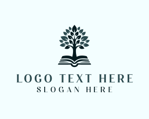 Review Center - Tree Book Learning logo design