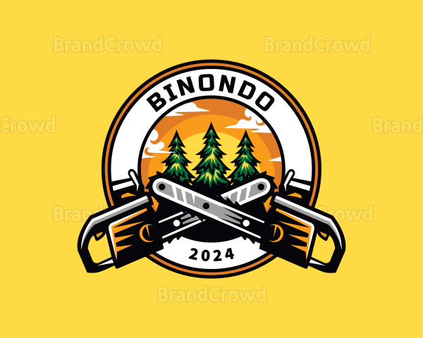 Chainsaw Woodcutting Lumberjack Logo