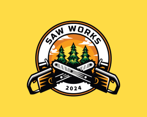 Chainsaw Woodcutting Lumberjack  logo design