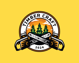 Woodcutting - Chainsaw Woodcutting Lumberjack logo design