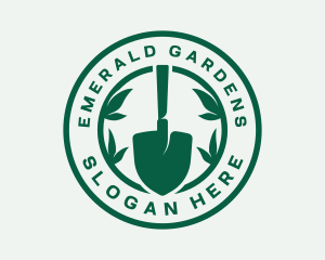 Garden Shovel Leaves logo design