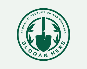Green - Garden Shovel Leaves logo design