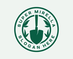 Round - Garden Shovel Leaves logo design
