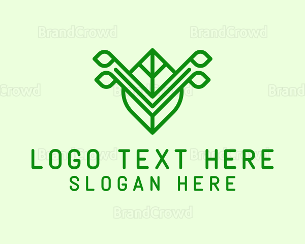 Green Leaf Letter V Logo