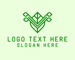 Herbal Medicine - Green Leaf Letter V logo design
