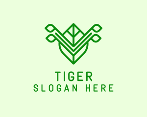Botanical - Green Leaf Letter V logo design