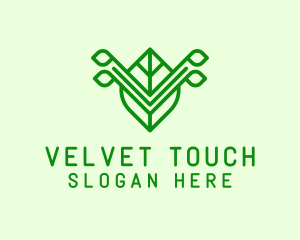 Green Leaf Letter V logo design