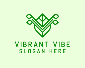 Green Leaf Letter V logo design