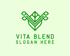 Green Leaf Letter V logo design