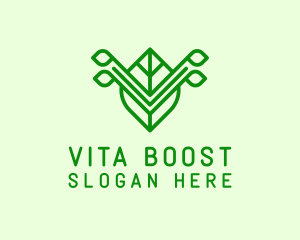 Green Leaf Letter V logo design