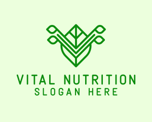 Green Leaf Letter V logo design