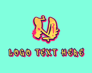 Teenager - Graffiti Art Letter N logo design