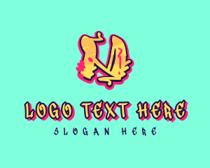Teenager - Graffiti Art Letter N logo design