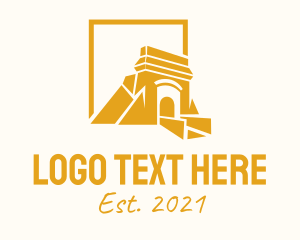 Tourist Spot - Golden Tunnel Silhouette logo design