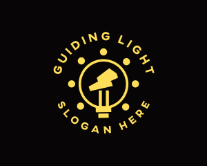 Lightning Bolt Light Bulb logo design