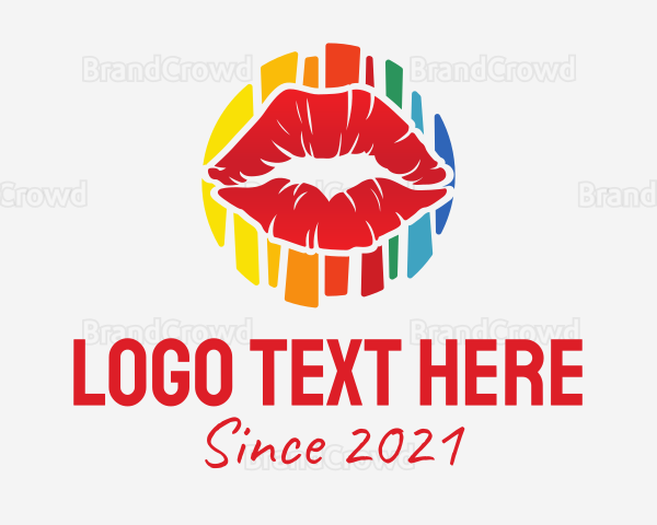 Colorful Rainbow Lips Logo