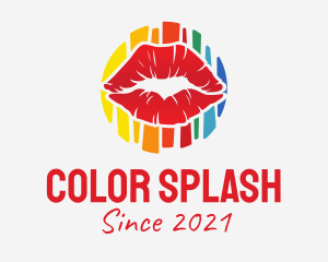 Colorful Rainbow Lips logo design