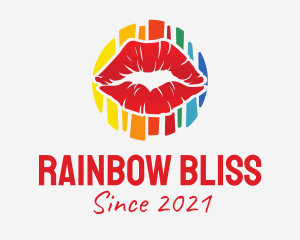 Colorful Rainbow Lips logo design