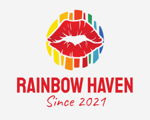 Colorful Rainbow Lips logo design