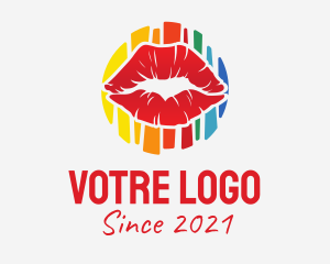 Girly - Colorful Rainbow Lips logo design