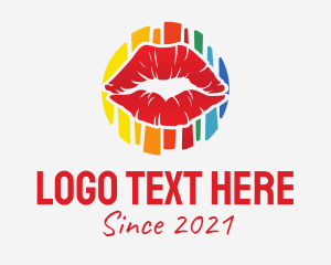 Pout - Colorful Rainbow Lips logo design