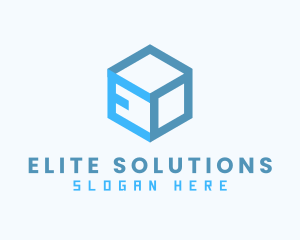 Shipping Service - Blue Cube Box Letter E logo design