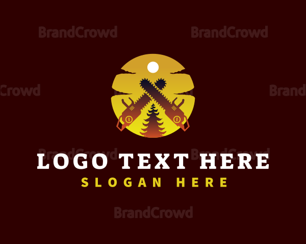 Chainsaw Tree Sunset Logo