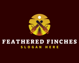 Chainsaw Tree Sunset logo design