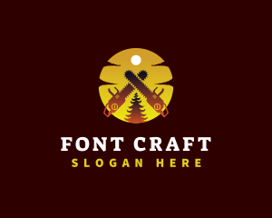 Chainsaw Tree Sunset logo design