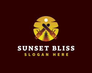 Sunset - Chainsaw Tree Sunset logo design