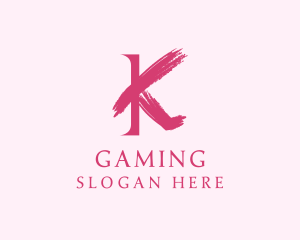 Pink Brushstroke Letter K Logo