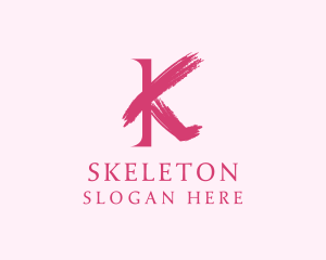 Pink Brushstroke Letter K Logo