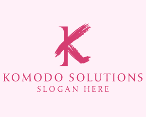 Pink Brushstroke Letter K logo design