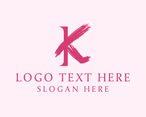 Brushstroke - Pink Brushstroke Letter K logo design