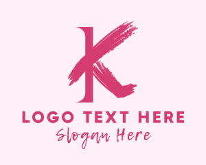 Brushstroke - Pink Brushstroke Letter K logo design