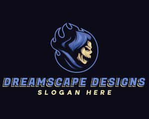 Fictional - Scary Skull Reaper logo design