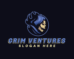 Grim - Scary Skull Reaper logo design