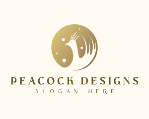 Gold Peacock Aviary logo design