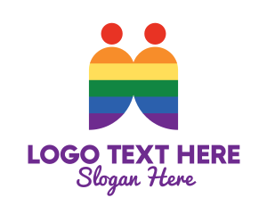 Relationship - Rainbow Gay Couple logo design