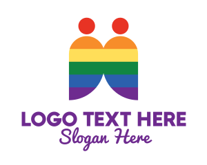 Togetherness - Rainbow Gay Couple logo design