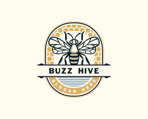 Hexagon Bee Insect  logo design