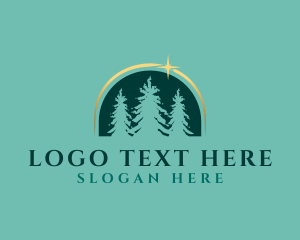 Woods - Green Eco Pine Trees logo design