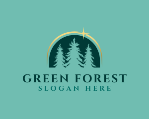 Green Eco Pine Trees logo design